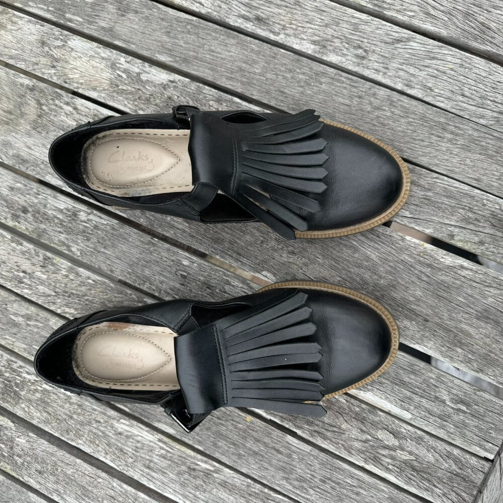Clarks Griffin Mia Kiltie Loafer Black Leather